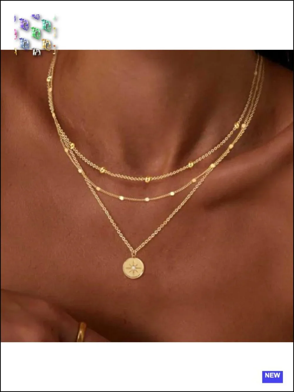14K Gold Plated Dainty Layered Necklace Set Stacking Choker